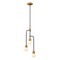 Z-Lite Neutra 3 Light Chandelier, Matte Black + Foundry Brass & Opal 621-3MB-FB - alternate 2